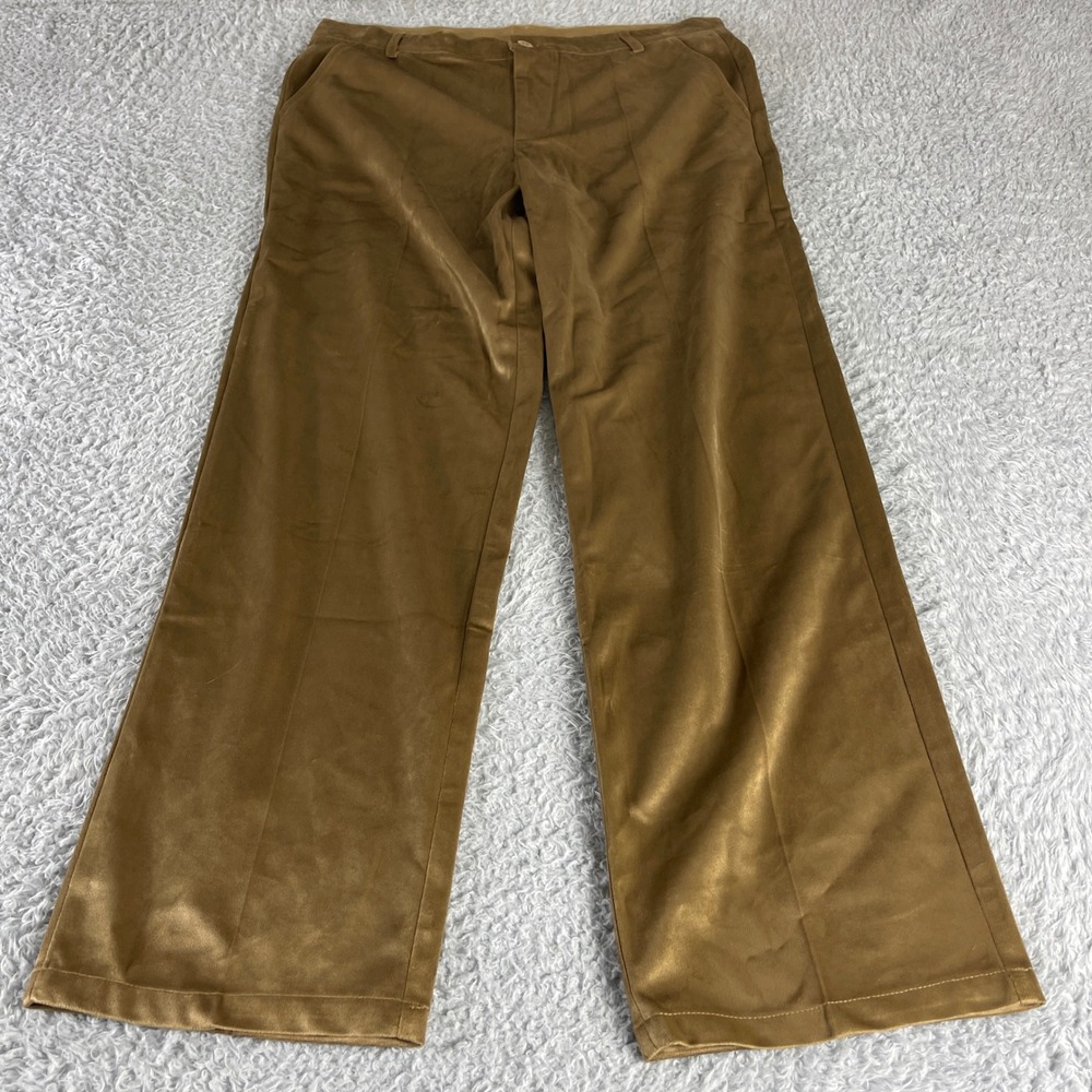 Ouku Velvet Trousers Mens Large Golden Brown Straight Leg Dress Pants California